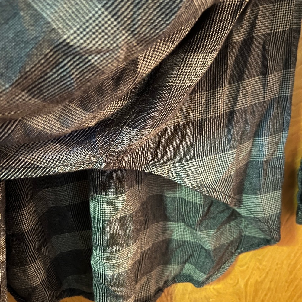 Free People Fawn over you plaid button down peasant shirt M - Picture 7 of 12